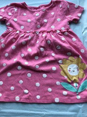 Gerber 24-months Dress style top; Pink w/white polka dots; short sleeve
